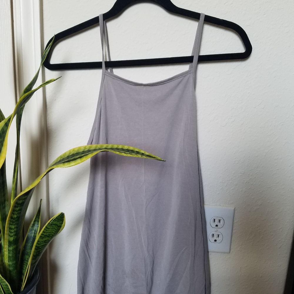 JODIFL Cute Gray Strappy Back Tank Top
